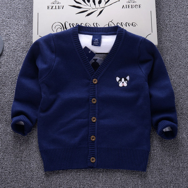European American style School Outfits 2018 Cartoon dog Boys Sweaters Thicken Baby Cardigans Knit Clothes Autumn Kids Clothing