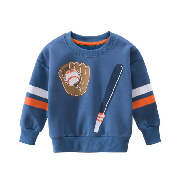 2019 children's clothing autumn and winter new Korean children's sweater plus velvet boy pullover army blue