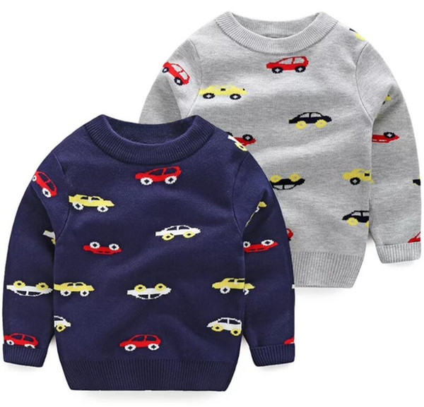 2019 Autumn winter Kids Boys jumper Winter Sweaters Children Kids Knitted Car Pullover Warm Outerwear Cotton