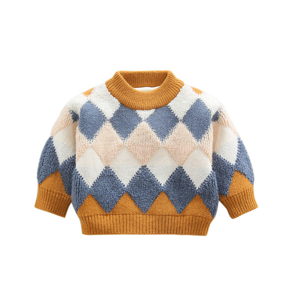 new winter baby sweater boy diamond color matching sweater baby baby sweater