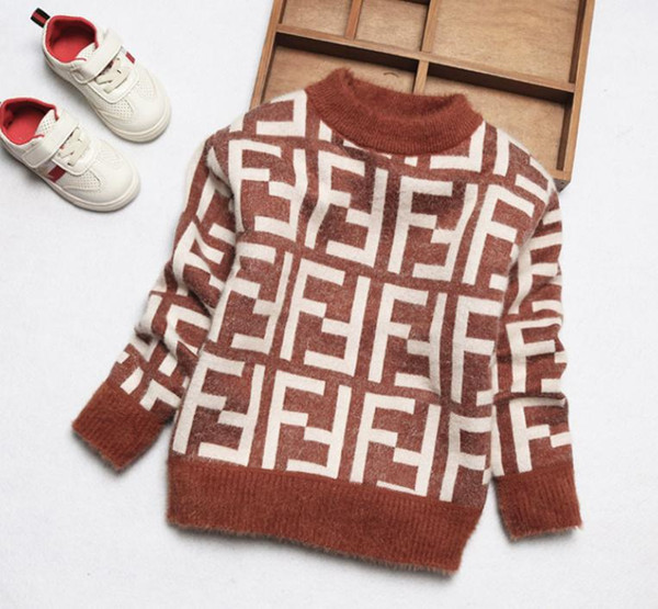 Boys one plush sweater 2019 new baby spring and autumn winter gas plus velvet sweater children thick pullover
