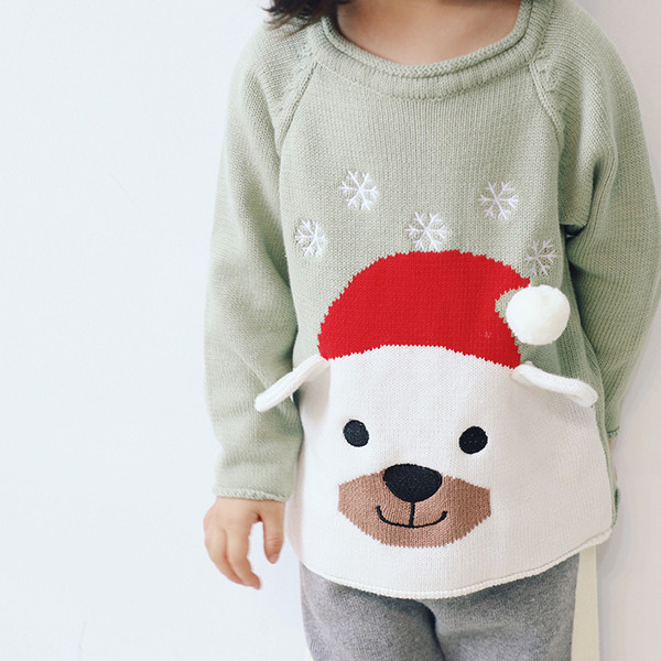 Toddler Girls Christmas Sweaters Little Girls Cartoon O-neck Sweaters Kids Christmas Children Winter Clothing