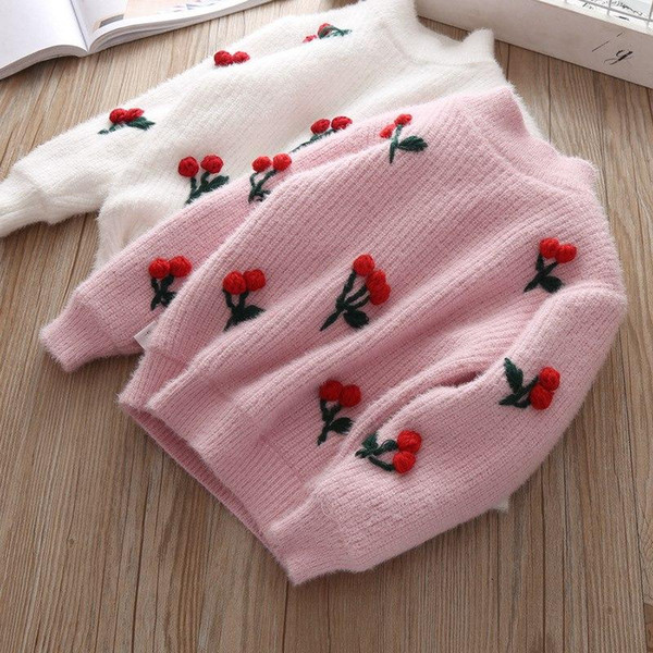 Children Autumn Winter Knitting Baby Infants Velvet Thicken Girls Princess Pullover Outwear Camisola Sweater S7941
