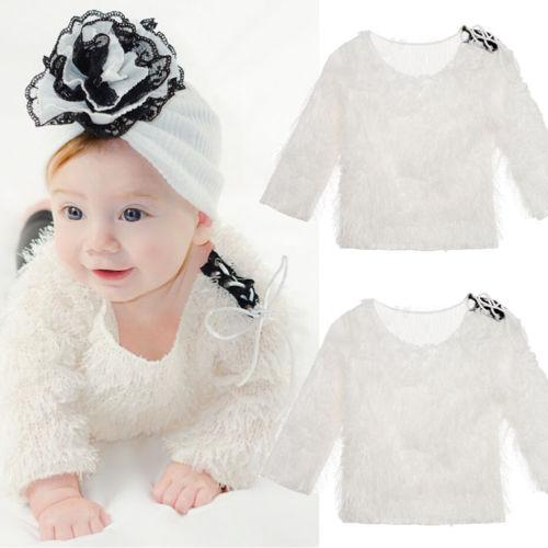 Pudcoco Autumn Winter Newborn Girl Baby Kid Solid Sweater Top T-Shirt Long Sleeve O-neck Clothes Outfits
