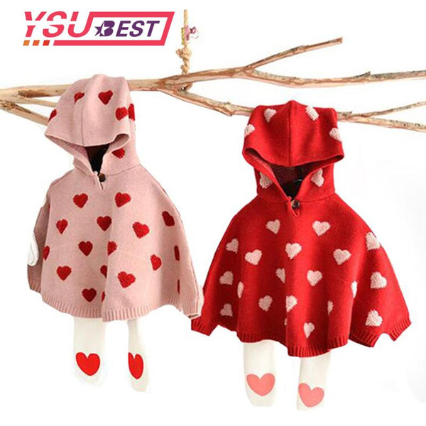 2019 Girls' Cloak Sweater Children's Knitted Sweater Baby Bat Sleeve Girl's Clothes Knitted Baby Clothes Hooded