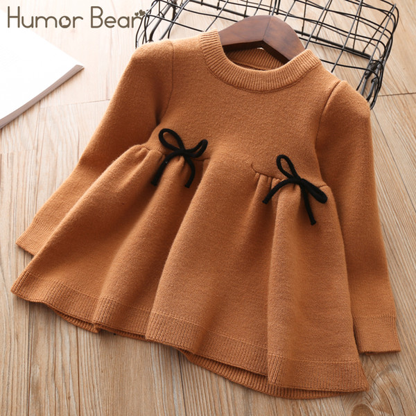 Humor Bear 2018 Nre Autumn Winter Girls Sweater Dress Kids Cloths Children Children Sweater suit for girls knitt