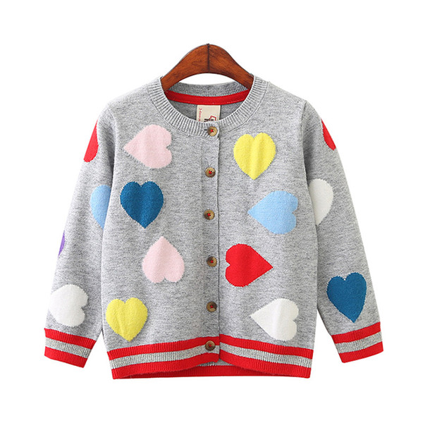 ACE LOVE 2018 Girls Sweater Colorful Love Shape Knit Cardigans For Girls Open Stitch Button Spring Baby Clothing Coats Overdress