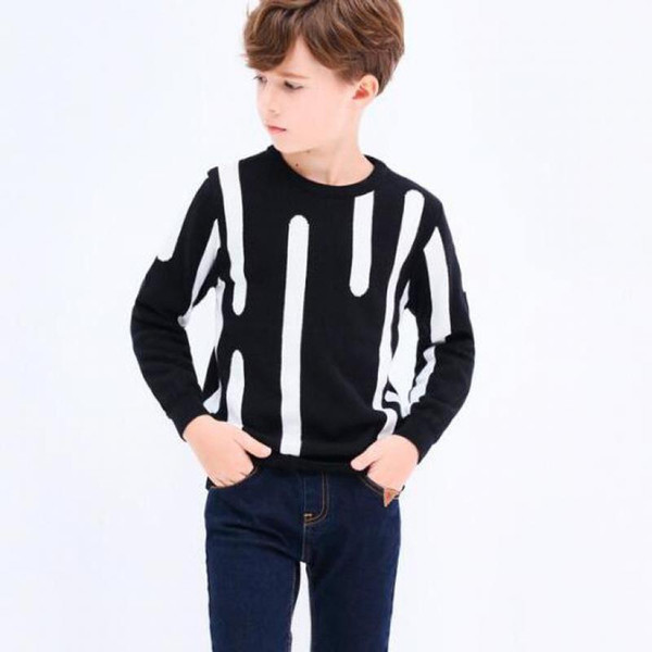 2018 Boys Sweater O-neck Warm Outerwear Baby Boys Striped Sweater Autumn Winter Knitted Pullovers Children Clothing Kids Clothes