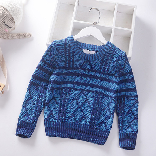 2019 New Autumn Winter Kids Boy Sweater Coat Stripe Children Thick knitting Clothing Baby Jumper Cotton Leisure Boys Pullover 4-9y