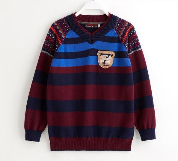 Brand Boys baby v-neck stripe sweater kids Preppy cardigans Pure cotton sweater thin Children's Letters embroidery brand sweaters