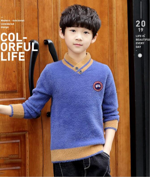 Boys sweater Canada water velvet autumn and winter sweater children plus velvet thickening sweater boys 3-15 years old tide