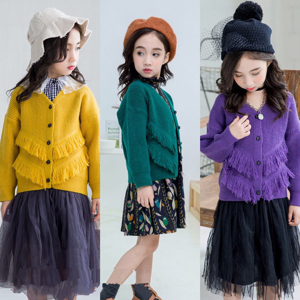 Autumn New Kids'Sweaters Girls' Fashion Knitted cardigan