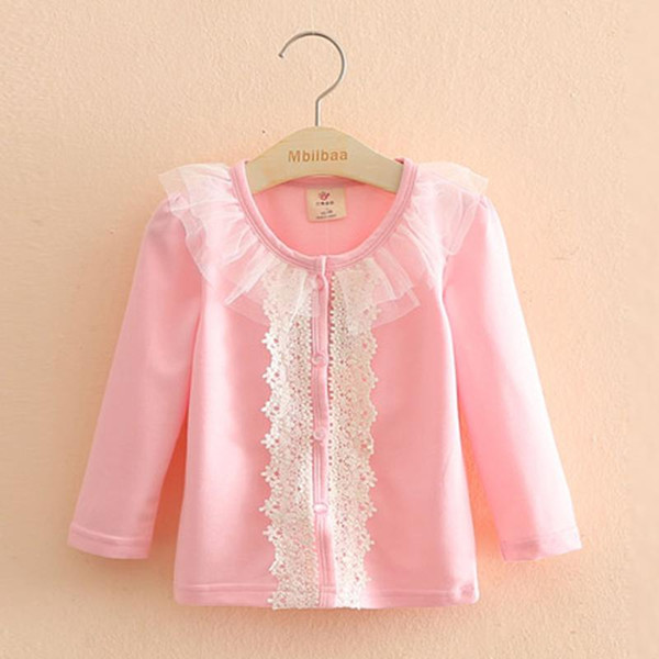 2018 Girls Autumn Full Sleeves Cardigan Kids Cotton Lace Coat Flower Children Outerwear Casual Girl Clothes Children Clothing