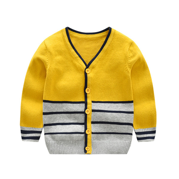New Boys Sweater Long Sleeve Striped Kids Boy Cardigan V-neck Knitted Sweater Spring Autumn Boys Clothing