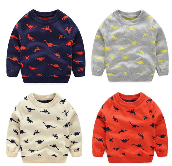 autumn winter Knitted Toddler Boy Sweater Casual Spring Cartoon Dinosaur Pattern Warm Cotton Boys Sweaters Pullovers Children