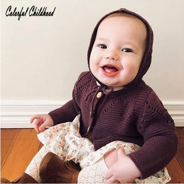 Newborn BABY Cardigan 3colors with hat winter warm knitted-sweater lovely Infant/toddlers girls clothing party outwear 0-24M