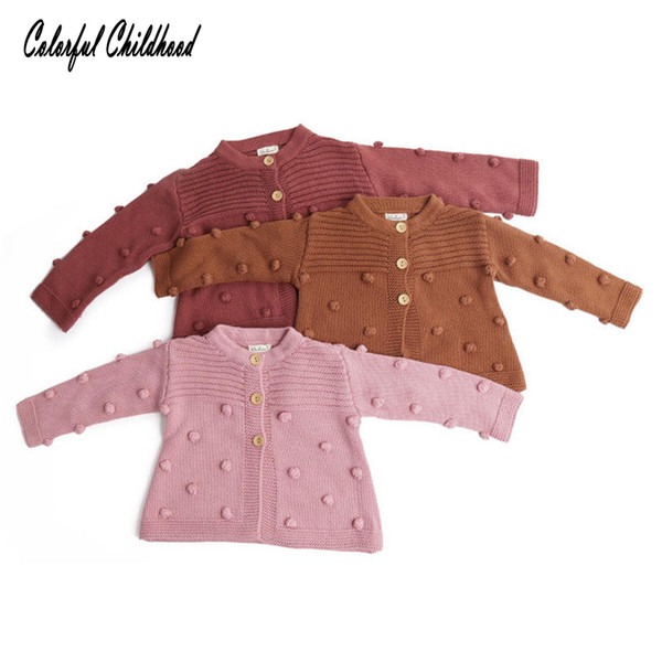 0-24M baby sweater knitted-cotton coat tassles polka dot design cozy cardigan Infant/toddlars outwear clothes winter/autumn warm