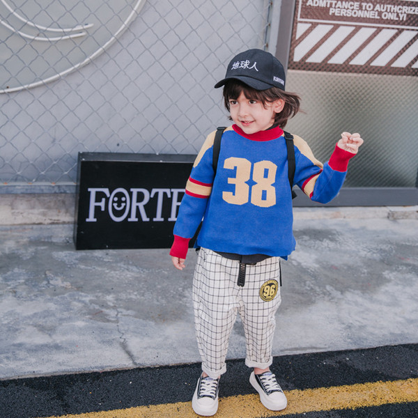 Children 2019 spring new sweater boys foreign round neck sweater boy letter shirt