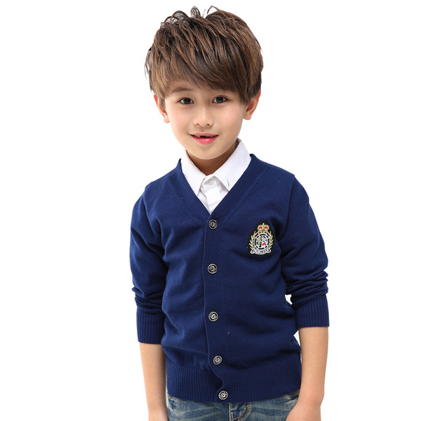 Autumn Boys Cardigan Baby Clothes 2018 Boy Cotton Solid Long Sleeve Sweaters Kids Causal Knitted Tops Preppy Style to School