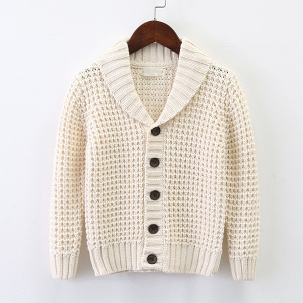 kids boys shawl collar casual knitted sweater coat children boy fall winter fashion ribbed hem cardigan sweaters clothing