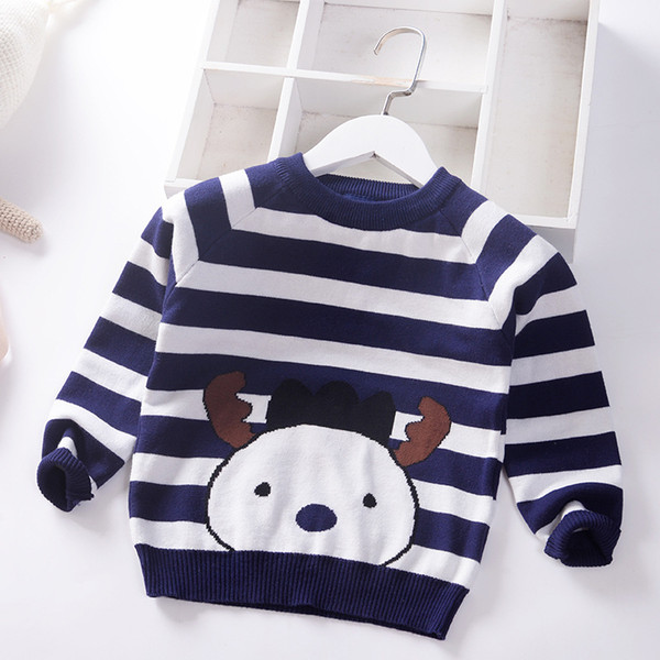 2019 Autumn Winter Boys Sweater Christmas Thicken children knitted Kids Pullover stripe Clothes Jumper Cartoon Baby Boy Sweaters