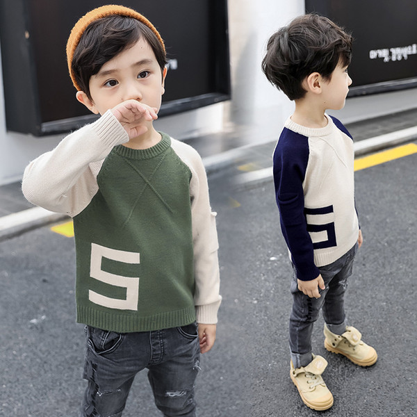 Knitted Toddler Boy Sweater Casual Spring Autumn Cartoon Dinosaur Pattern Warm Cotton Boys Sweaters Pullovers Children