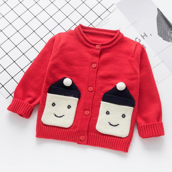 Girl Sweater Spring Korean Version Cotton Single Breasted Long Sleeve O-neck Cute Kids Knitted Clothes Baby Girl Warm Sweater