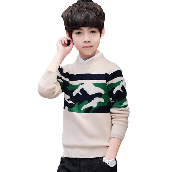 Winter children's Sweater Boy's knitting O-Neck pullover Sweater Kids clothes winter Keep warm Cotton products clothing