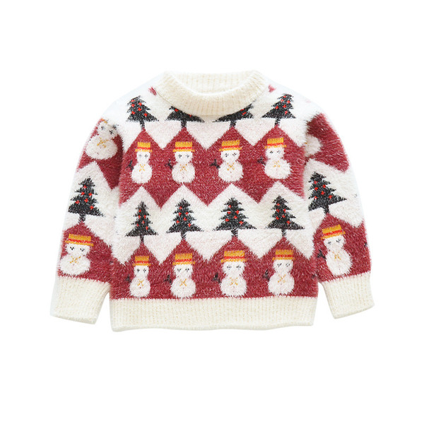 Winter Baby Girls Clothes Pullover Christmas Knitted Sweater Kids Long Sleeve Casual Warm Sweaters Baby Clothes