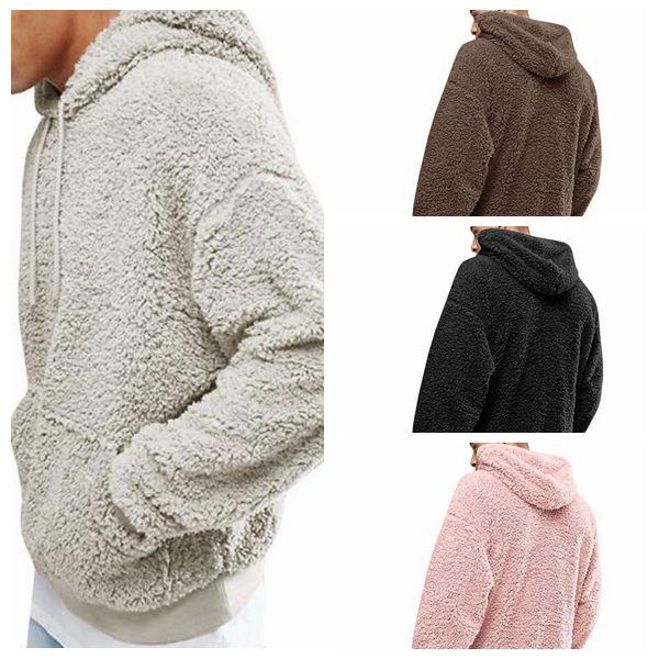 4 Colors Sherpa Pullover Hoodies Plush Fleece Sweater Autumn Winter Long Sleeve Furzzy Sweatshirts Teenager Hip Hop Hoodies CCA10802 12pcs
