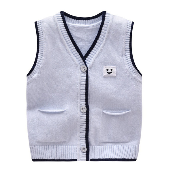 Casual Baby Sweater Knit Cotton Boys Vest Sleeveless V-Neck Newborn Baby Sweater For Boys Spring Autumn Clothing 6-18M