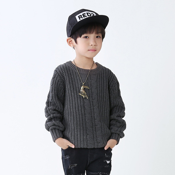 Free shipping 2017 autumn winter knitwear new arrival big boys pullover knitting sweaters kids clothing blue gray beige 110-150cm