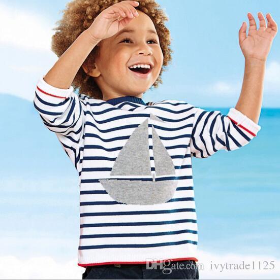 BST winter new Euro fashion style boy kids pullover sweater fall winter boy stripped ship print long sleeve sweater boy causal sweater