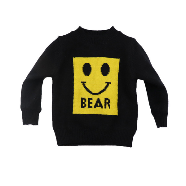 2019 Winter cotton Flannel Thickening Warmth Semi High Collar Cute Smile pattern Neutral Sweaters for cute baby boys and girls