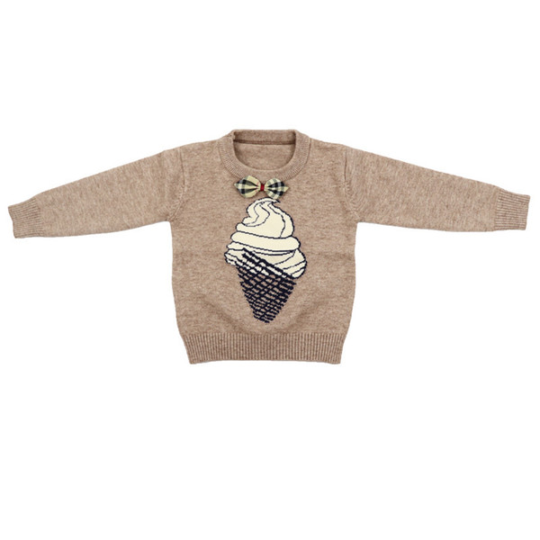 2019 Spring And Autumn all cotton cartoon ice cream printed all-match casual fashion sweater for cute handsome baby boys