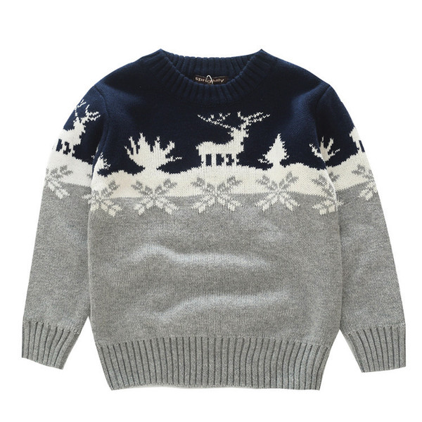 Boys Sweaters Knitting Pattern Casual Boys Pullovers christmas boy Kids Boys Clothing for Thick Christmas Deer Snow 3-8T