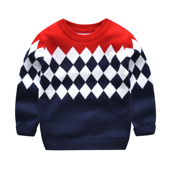 2018 winter new European and American style fashion double thickness boys sweater mercerized cotton three colors