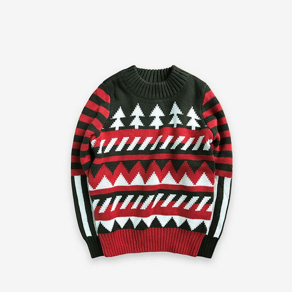 Boys Girls Sweaters Forests Pattern Splice Children Pullover Clothes Candy Colors Tops Knit Kids 2-8Y Camisola Infantil