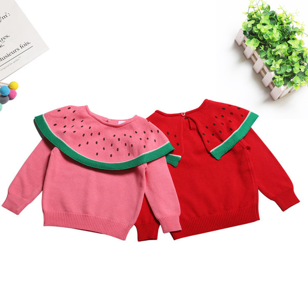 2018 Korean Kids Girls Sweaters Ins Toddler Baby Girls Watermelon Sweet Children Clothings