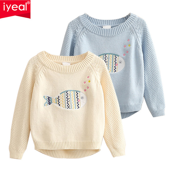 IYEAL Children's Sweater Spring Autumn Girls Cardigan Kids O-Neck Sweaters Girl's Fashionable Style Outerwear Pullovers Age 2-8Y