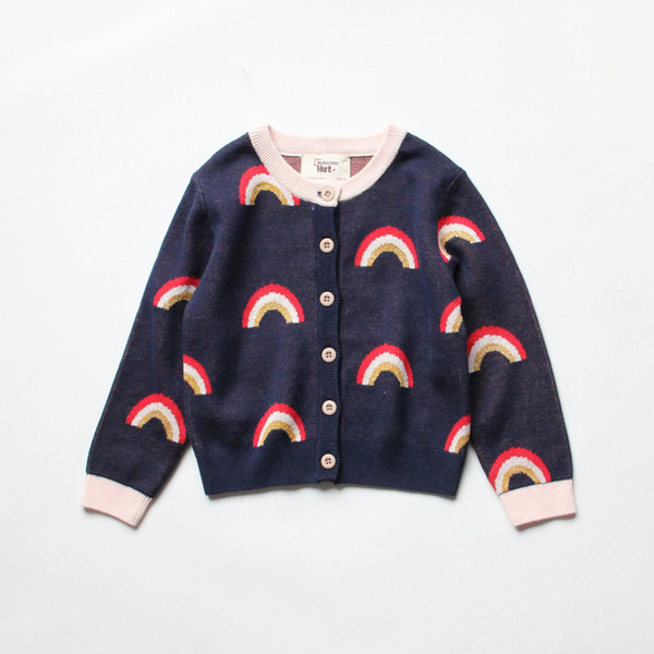 new 2019 Kids Sweaters Cotton Rainbows Baby Girls Knitted Cardigan Sweater Children Spring Clothes Tops Casual Coats