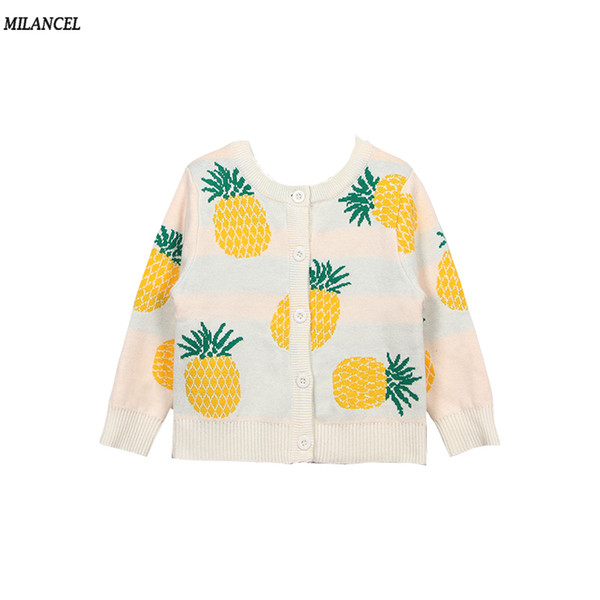 MILANCEl 2018 Spring Girls Cardigans Pineapple Print Kids Sweater Cotton Boys Sweaters Single Breasted Girls Clothing