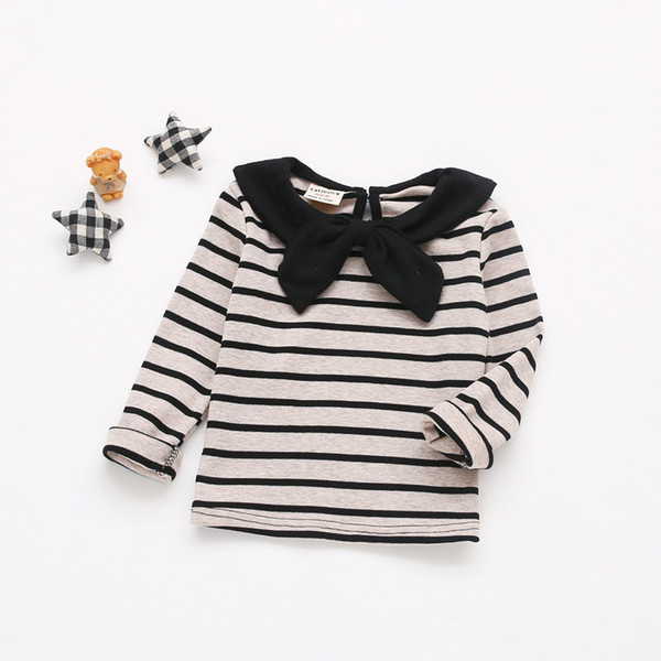 Baby Girl Sweater Pink Striped Shirt Sailor Collar Tops Soft Cotton Children's Clothes B014 Winter Outerwear 1-6T Girls Pullover