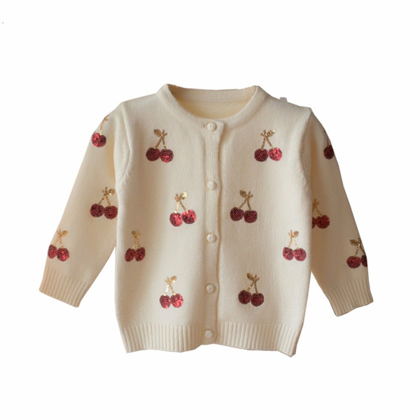 2019 New Spring Kids Sweater Flounced Baby Girls Sweaters Kids Autumn Sweater Cardigan Girls Sequins Clothes Winter Clothes