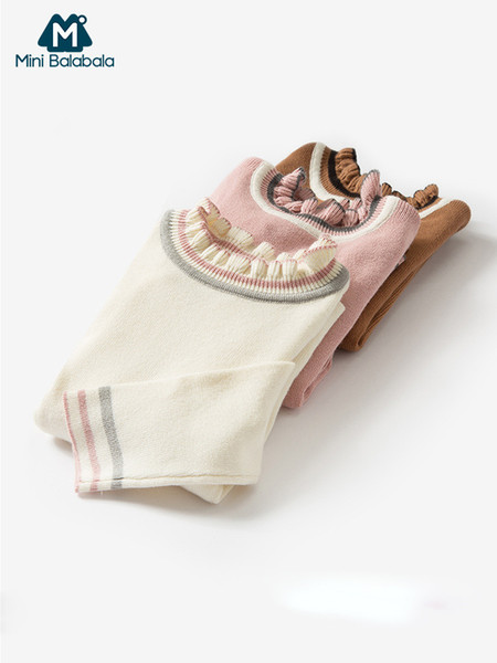 Minibalabala Girls Infant Sweater Children Knitted Spring Clothes Solid Turtleneck Pullover Sweater For Girls Clothing 2-7T