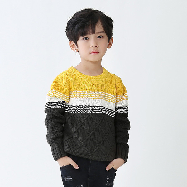 Wholesalers 2017 autumn winter children clothes new arrival patchwork knitwear big boys pullover knitted sweaters 110-150cm