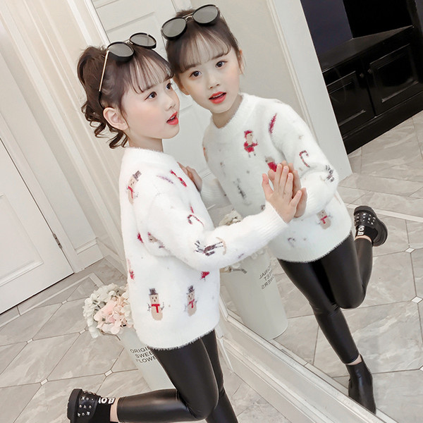 JMFFY Children Girls O-Neck Sweaters For Baby Girls Winter 2019 Sweater Kids Girl Warm Pullover Sweaters Clothing Christmas 4-15