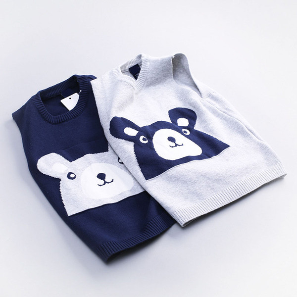 2018 Autumn New Boys Knitting Vest Cartoon Bear Baby coat boy Pullover Knitted Sweater Vest Spring Kids Outerwear Children Jackets 2-8y