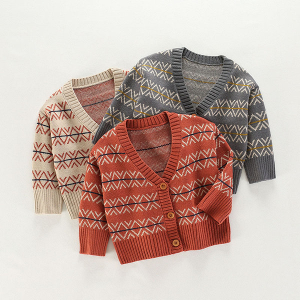 Kids Boy Sweaters Children Knitted Jacket Boy Autumn Outwear V Neck Cardigan Clothing Baby Girls Clothes Boys Sweaters Coat