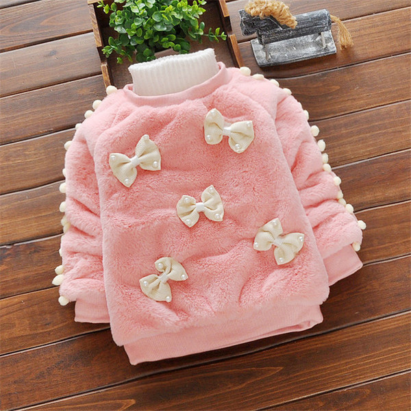 good quality New Winter Baby Girls Clothing Outerwear Sweater Furry Thick Sweater Kids Girls Warm Thick Velvet Tops Fashion Clothing